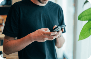 Person using a smartphone app for managing Myasthenia Gravis